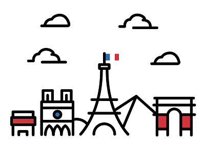 Ei-ffel in love with Paris. illustration line paris stroke