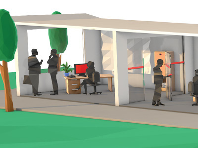 Office illustration low poly office