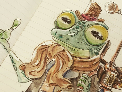 Monsieur Météo aquarelle doodle frog illustration weather