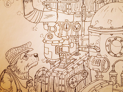 Too busy copic dog illustration steampunk