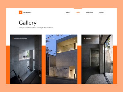 Project gallery page. The Residence animation architect clean design gallery interaction minimalism motion ui ux web