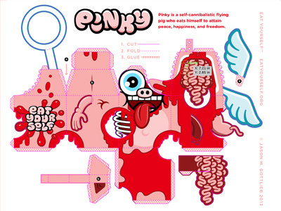 Pinkyflat diy paper toys pig yummy skin