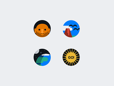 Activity Feed Empty State Icons earth explosion person volcano