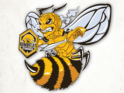 Bee Warrior bee bumblebee cannabis marijuana mascot medical shield smoke sword warrior wasp