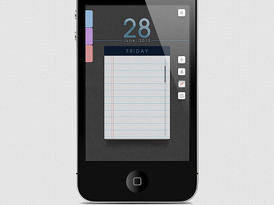 DAILY NOTES app book button buttons concept date ios iphone leather photoshop psd screen splash texture