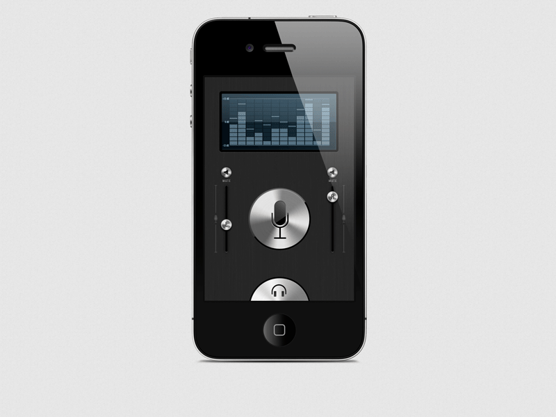 Sound App aluminum apple button buttons display eq equalizer glare ios photoshop psd shine sound