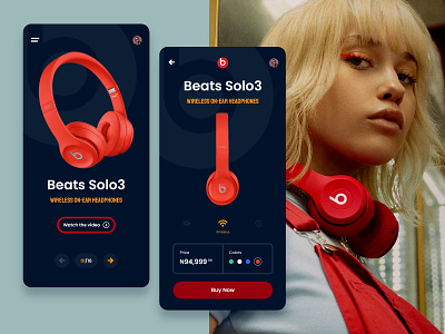 Beats Solo3 Wireless Headphones (Checkout) app design mobile ui ux web