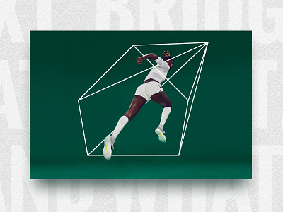 Poster concept active agile athletic geometric green jump outlines sports tech technology