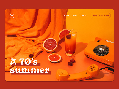 A 70's summer website concept 70s bar website cocktails landing page photography ui web design website