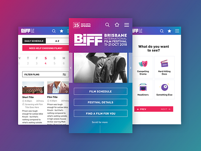Brisbane International Film Festival film festival filter mobile ui web design website