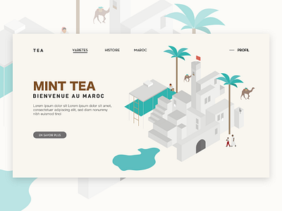 Mint tea illustration isometric morrocco tea