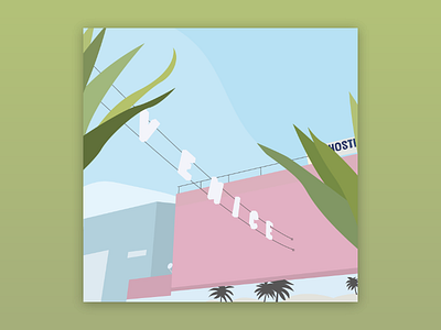 Venice blue california design green illustration plants square summer sun trees vector venice