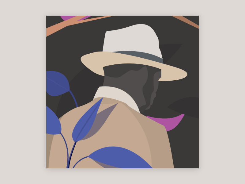 In the wood shapes mister sir summer vector illustration wood plants forest man hat