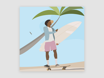 Tropical life california hat illustration millennial palm tree skate summer surf tropical
