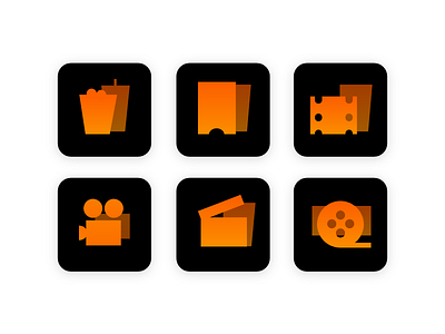 Cinema Icons adobe xd app cinema halloween icons logos movie netflix popcorn shapes show tv vector watch