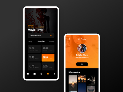 Cinema App app design entertainment experience film iphone movie show ticket ui uiux xd