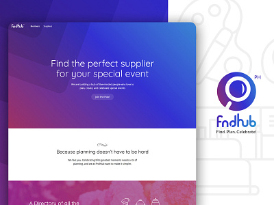 FndHub Ph Landing Page branding design event agency gradient startup uidesign website