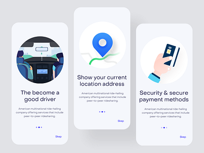 Rideshare mobile apps | Onbroding design | apps creative design illustraion illustrator ios minimal mobile onboarding phone product rideshare typography ui ux website