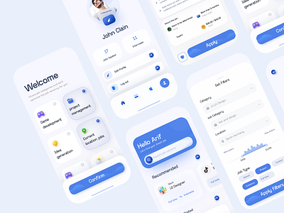 Job finding Mobile app 3d app app design application branding clean creative dalyui flat design icon job job application jobfinder minimal product tranding ui ux vector visual