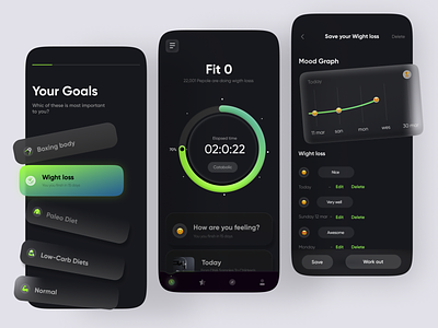 Fit 0 - Mobile app deisn explorations app creative design fitness graphic design healthy ios minimal product ui ux