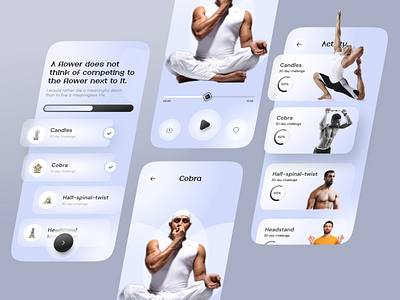 Yoga Mobile App Design | Exploration | 3d creative design graphic design healthy interface life life style minimal mobile app product product deisn relaxing ui user interface ux yoga yogas zeen fitness