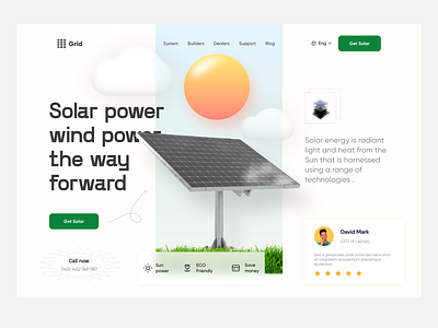 Solar landing page ☀️ creative design eco electricity en illustration landing page minimal power product renewable energy solar solar panel sustanability ui ux website