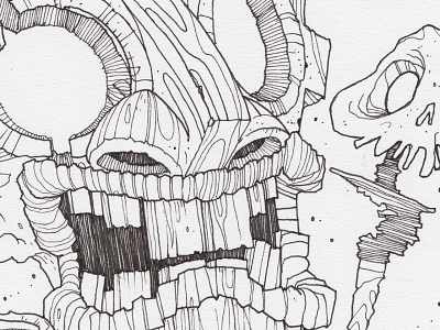 Day 19 "Tiki Monster" (Monster Mash / Inktober) drawing ink inktober inktober2017 monster monster mash tavo montanez