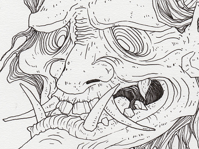 Day 24 "Hannya" (Monster Mash / Inktober) demon drawing hannya ink inktober inktober2017 japanese mask monster monster mash tavo montanez