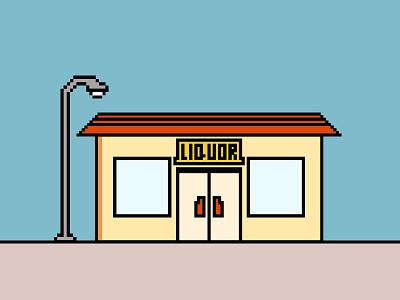Liquor Sto 8-bit illustration liquor storefront