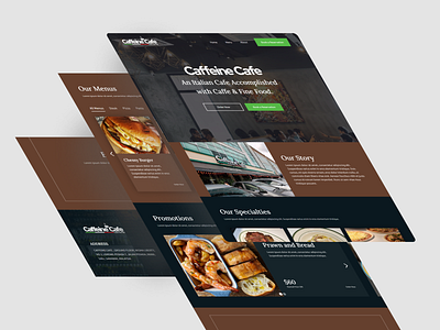 Caffeine Cafe - Italian Restaurant Landing Page Website bar booking branding call to action color design dining graphic design italian landing page malaysia menu reservation responsive restaurant typography ui ux webpage website