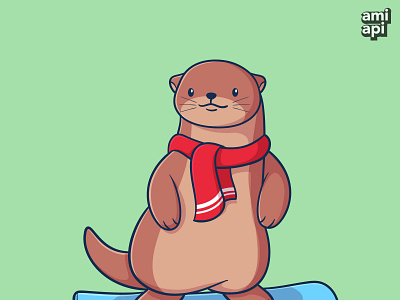 Otter Surfs Leisurely - Cartoon Portfolio By AmiApi design graphic design illustration vector