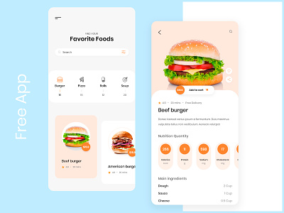 [Free] Food App adobe xd app design drink food food app icons list menu mobile ui restaurant app search set menu ui ux xd