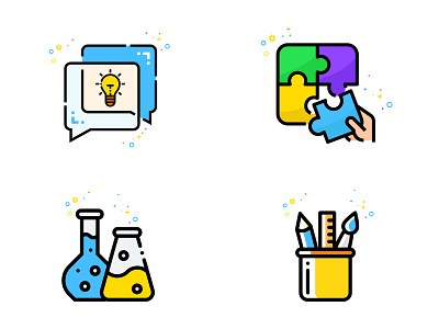Icon Set (Creative, Lab, Pencil, Puzzle) creative design creative idea icon design icon set illustraion lab modern pencil icon