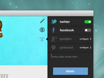 sharing is caring broadcast button configure facebook icon share side bar social switch toggle twitter