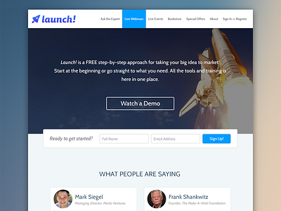 Launch! Desktop app business clean demo launch promo register rocket website white