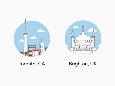 City Illustrations architecture brighton buildings canada circle cities clouds icon illustration sky toronto uk