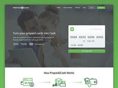 Prepaid2Cash Landing amex card cash credit card discover green hero landing mastercard money visa