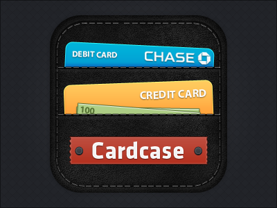 Cardcase iOS icon black card case credit debit icon ios leather stiching wallet