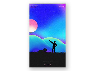 Day 223 - point the moon. challenge everyday gradient illustration pop poster