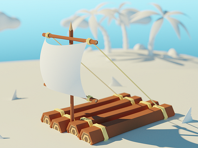 Raft Follow Along blender 3d design illustration