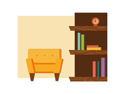 A Good Place to Hang art bookshelf chair design home illustration