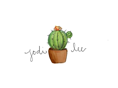 Potted Cactus Logo cactus digital painting logo potted cactus self branding watercolor