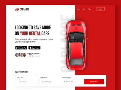 Car rental website design inspiration car car rental website design car website drive home page landing page design minimal design product design red rental ride trip typography ui ux design user interface vehicle website banner design website design website design by figma website hero area