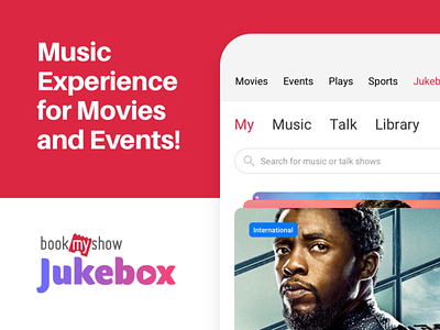 BookMyShow - JukeBox Music App android app branding case study casestudy design download ios music player red sketch ui ux