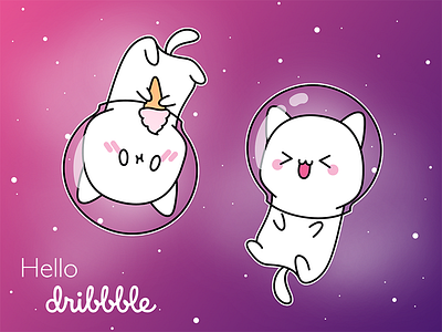 Hello Dribbble! cat debut drawing first shot hello hello dribbble illustration mobile space ui ux web