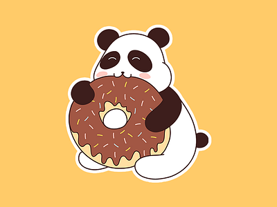 Cute Panda doughnut illustration messenger panda sticker telegram