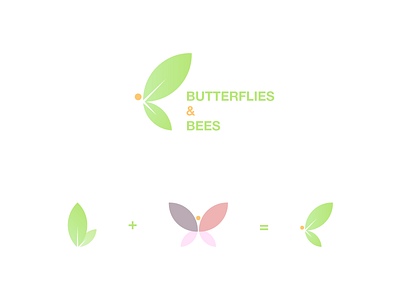 Butterfly and Bees branding flat design flatdesign graphic design illustrator cc logo logo design natural logo simple design