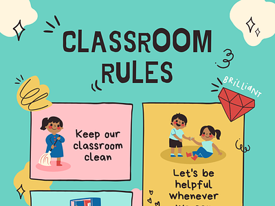 Classroom Rules Poster art beautiful branding classroom poster design education education poster graphic design illustration logo poster