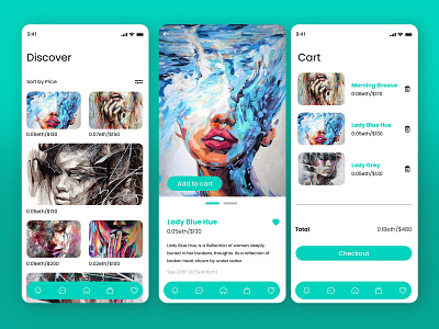 Art Application Mobile UI/UX application art cart design ecommerce graphic design icon minimal mobile shop ui ux