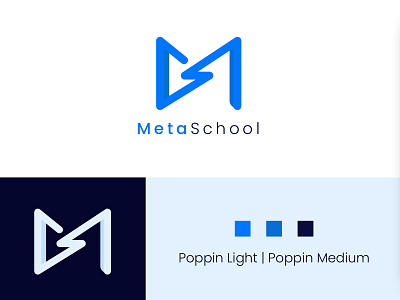 Meta School Logo Branding 2d art branding design font graphic design icon logo m meta minimal symbol text typography vector